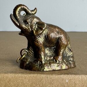 Vintage Elephant Figurine MINIATURE‎ Lucky Charm Brass or Bronze